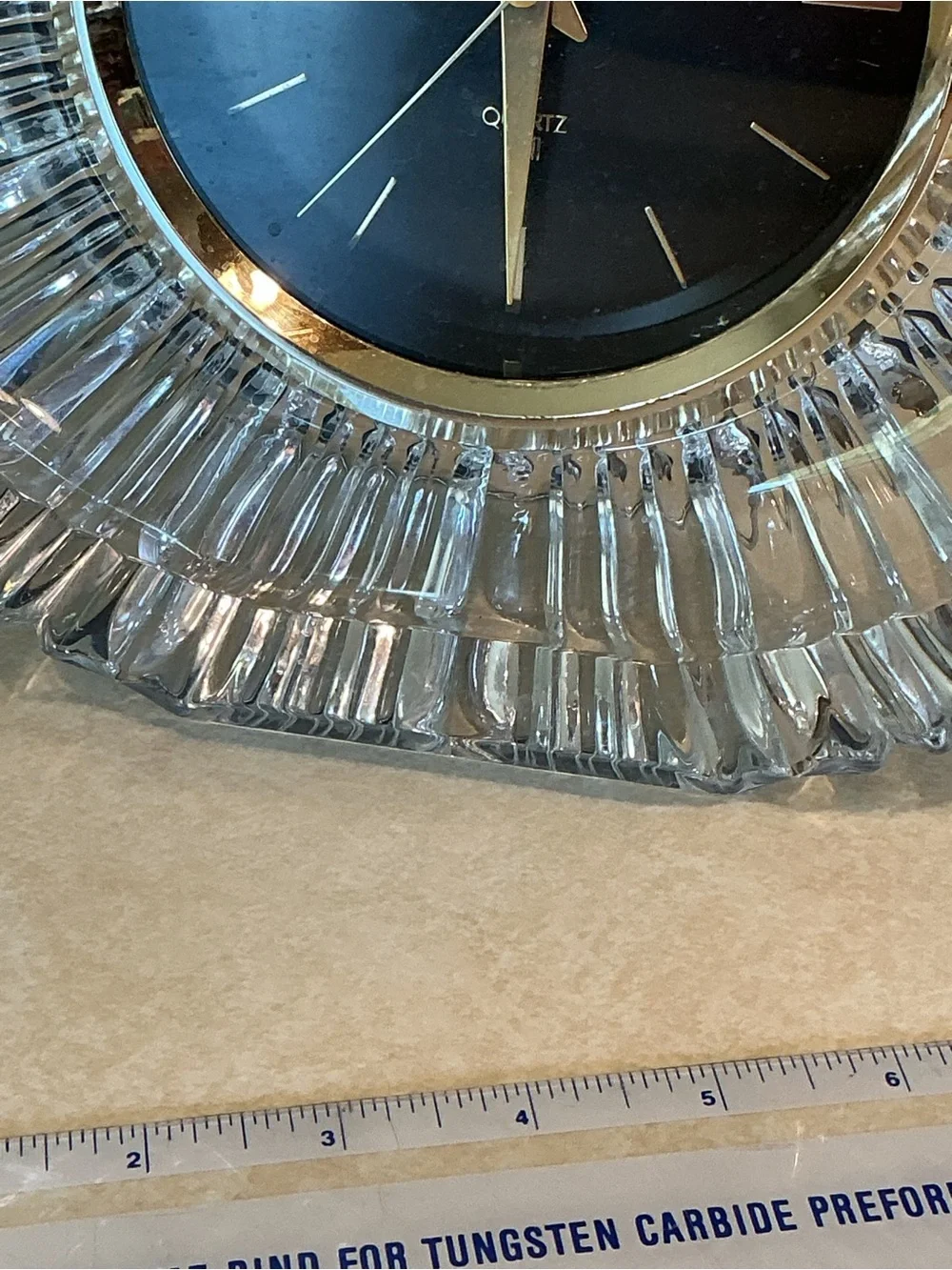Clear Crystal Glass Wall Clock with Black Face